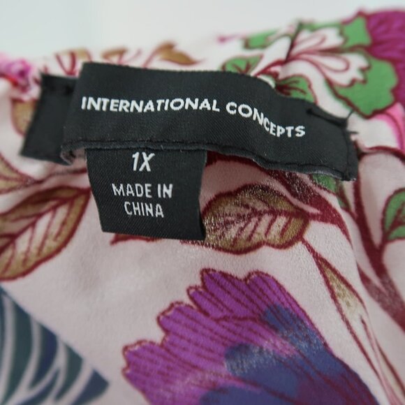INC International Concepts Floral Blouse Lovely Lobelia in Bloom Size 1X NWT - Picture 3 of 9